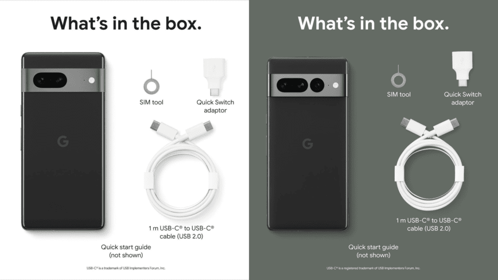 Pixel 7 & 7 Pro Box Contents